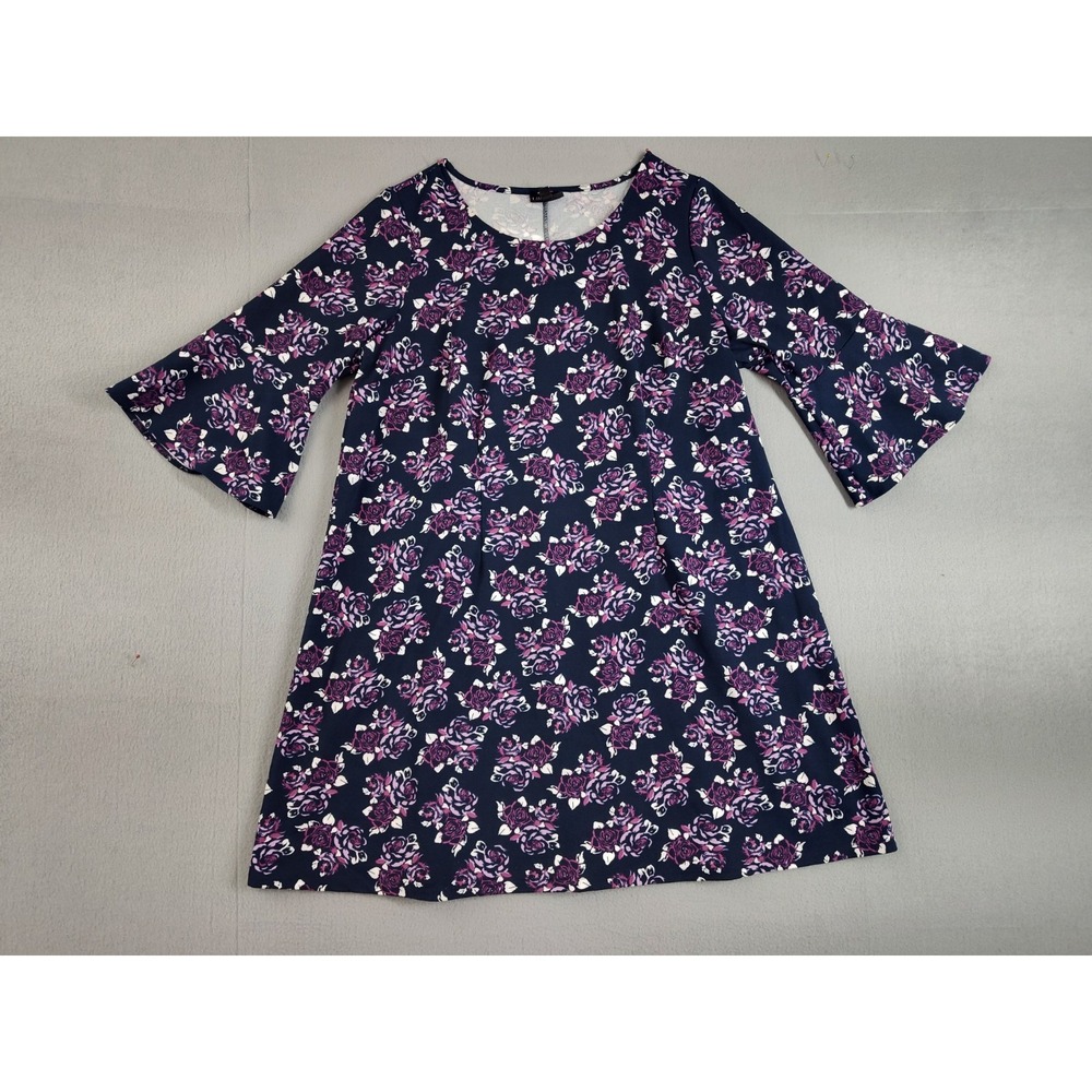 Lane Bryant Women Dresses 18/20 Multicolor Floral Round Neck Bell Sleeve Casual